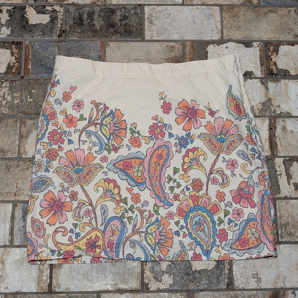 GH Bass & Co Floral Paisley Skirt - Size 14 - 100% Cotton Boho Vibes